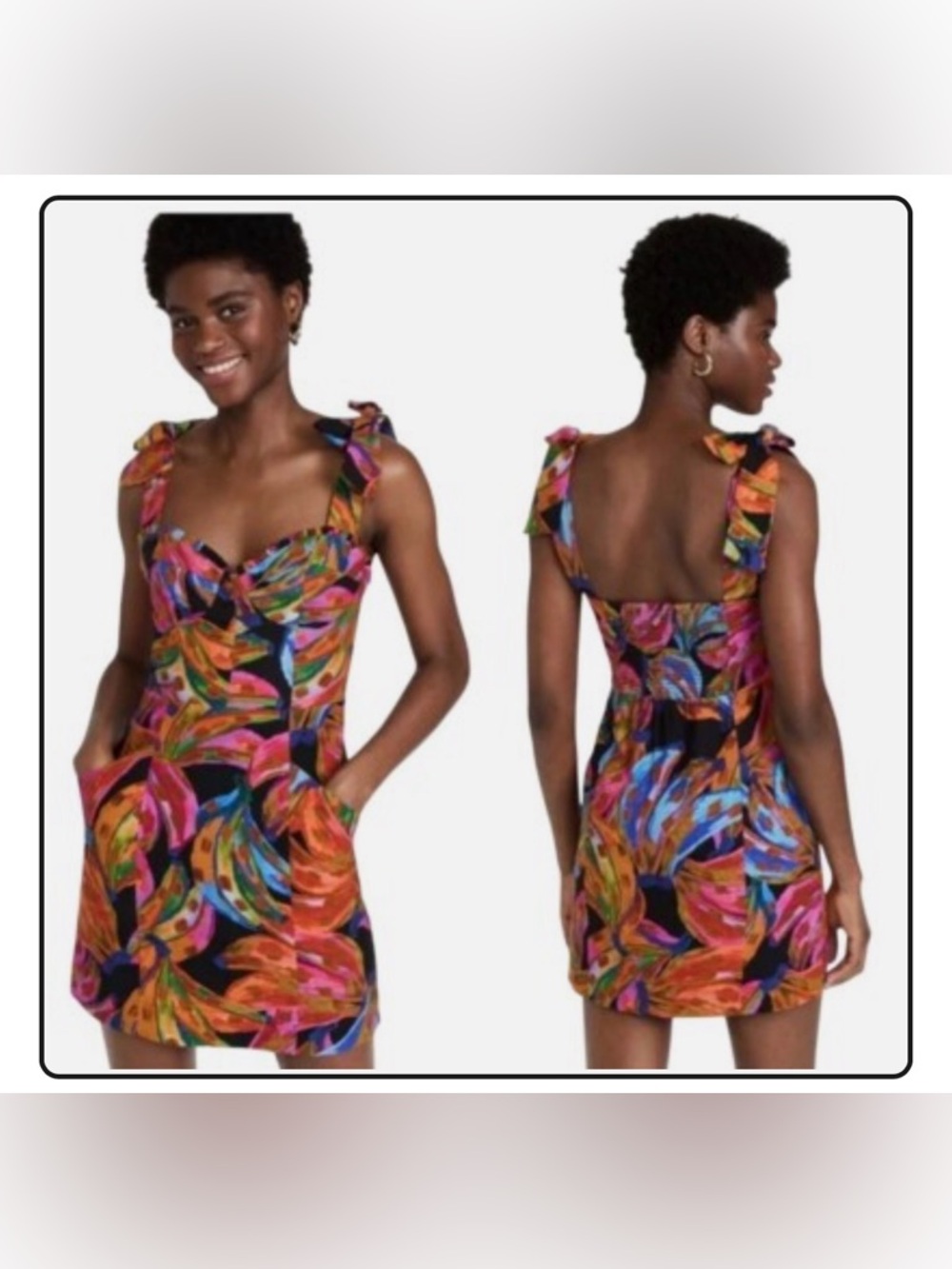 Farm Rio Colorful Abstract Banana Women's Dress - Picture 2 of 10